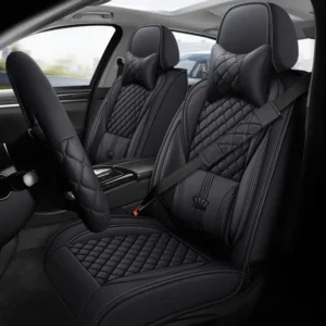 Crown Leather Car Seat Cover – Pure Black